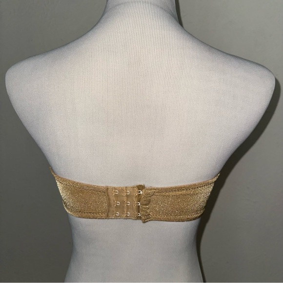 VTG Shoshanna gold bikini swimsuit strapless bandeau bathing suit top M/L B - Picture 4 of 11